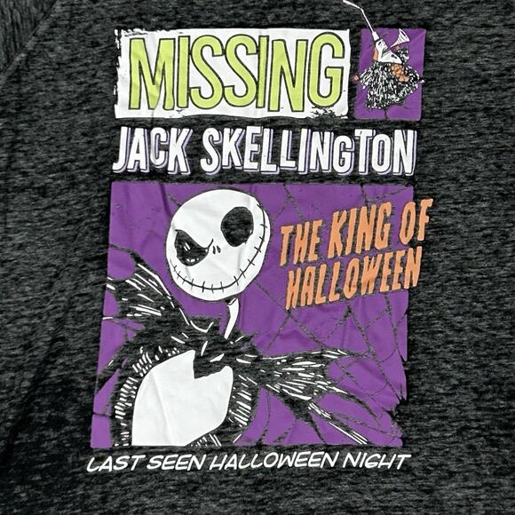 Nightmare Before Christmas Shirt Girls XL Gray Stonewashed Jack Skellington Tee - Picture 2 of 9